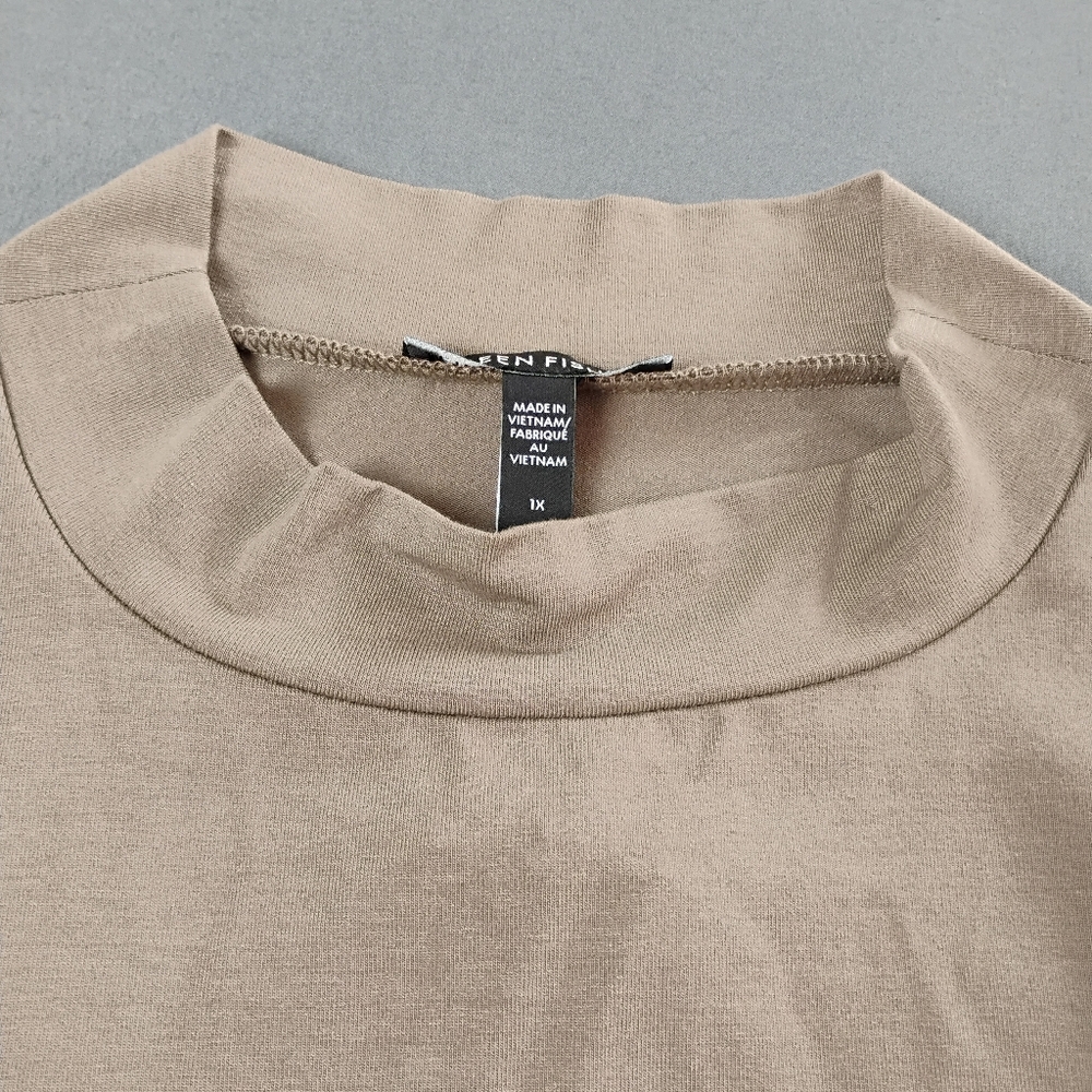 EILEEN FISHER Mock Neck Tunic Top Women's Size 1X Brow Light NWT ($109) - Picture 7 of 16